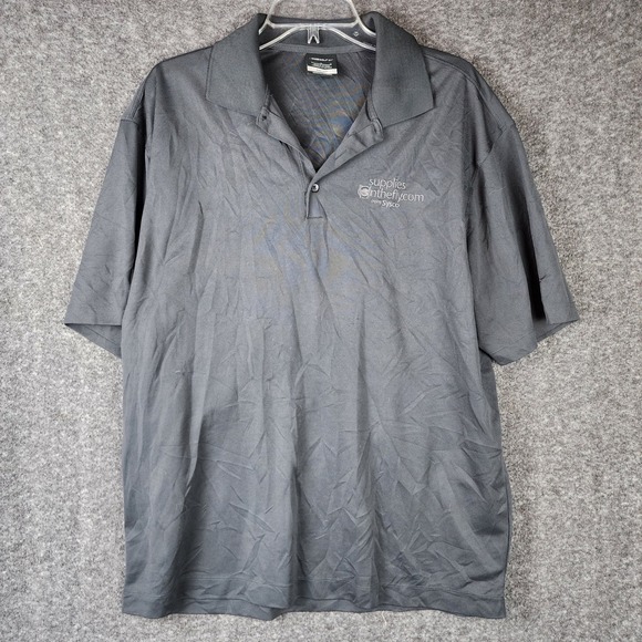 Nike Golf Polo Shirt Mens L Dri-FIT Black Short Sleeve Sysco Logo EUC